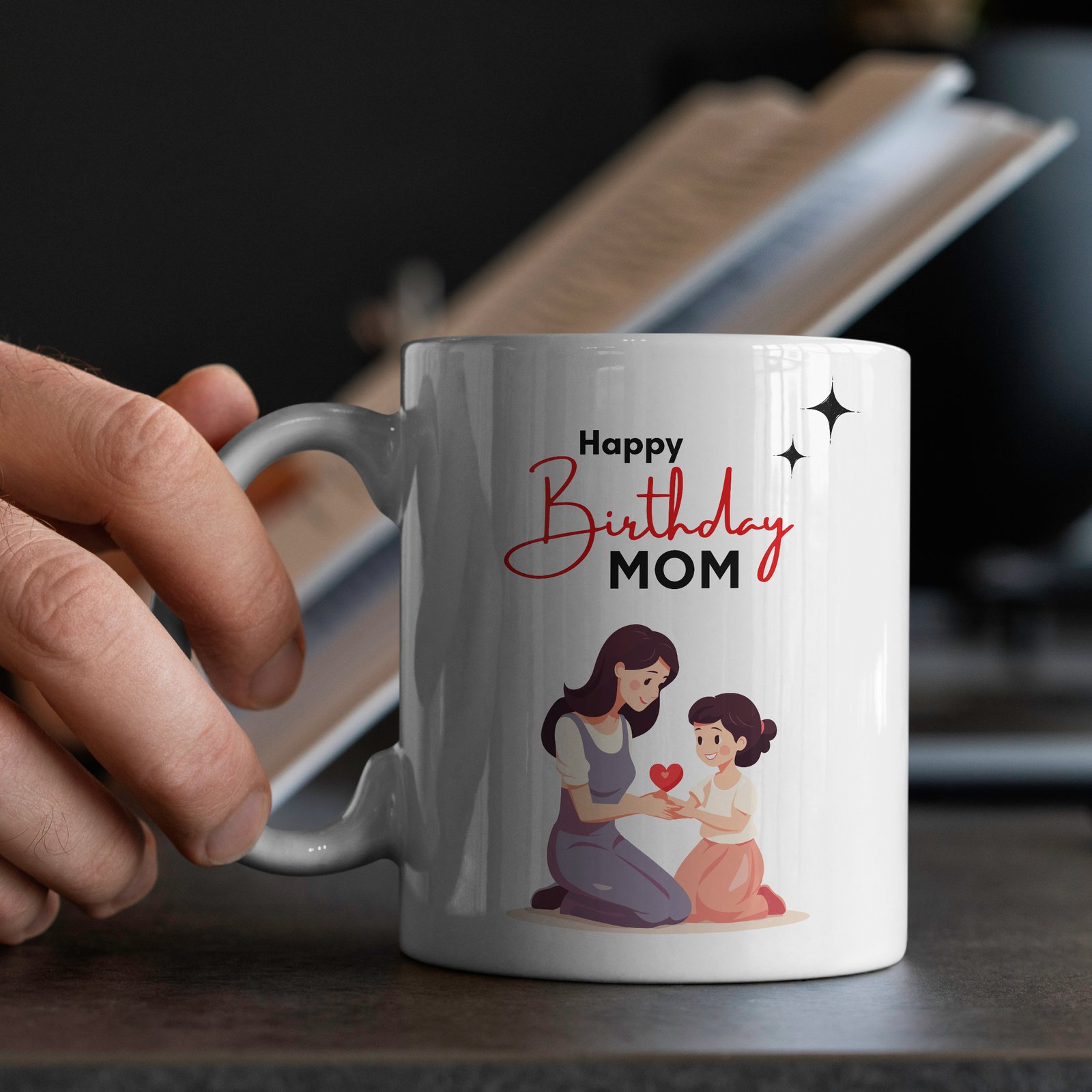 Happy Birthday Mom - Giftle Ceramic Coffee Mug (325ml) - "Happy Birthday Mom" - Special Coffee, Tea, and Cocoa Mug